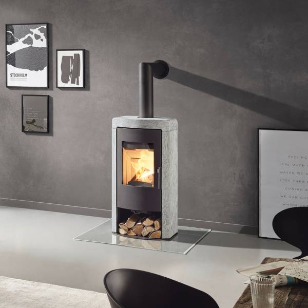 Poêle à bois RIKA Modèle Nex avec finition pierres ollaires